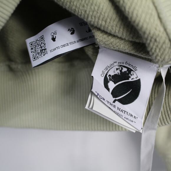 Off-White c/o Virgil Abloh "Off" Logo Beige Neutrals Minimalist Hoodie Sweater - Picture 14 of 14